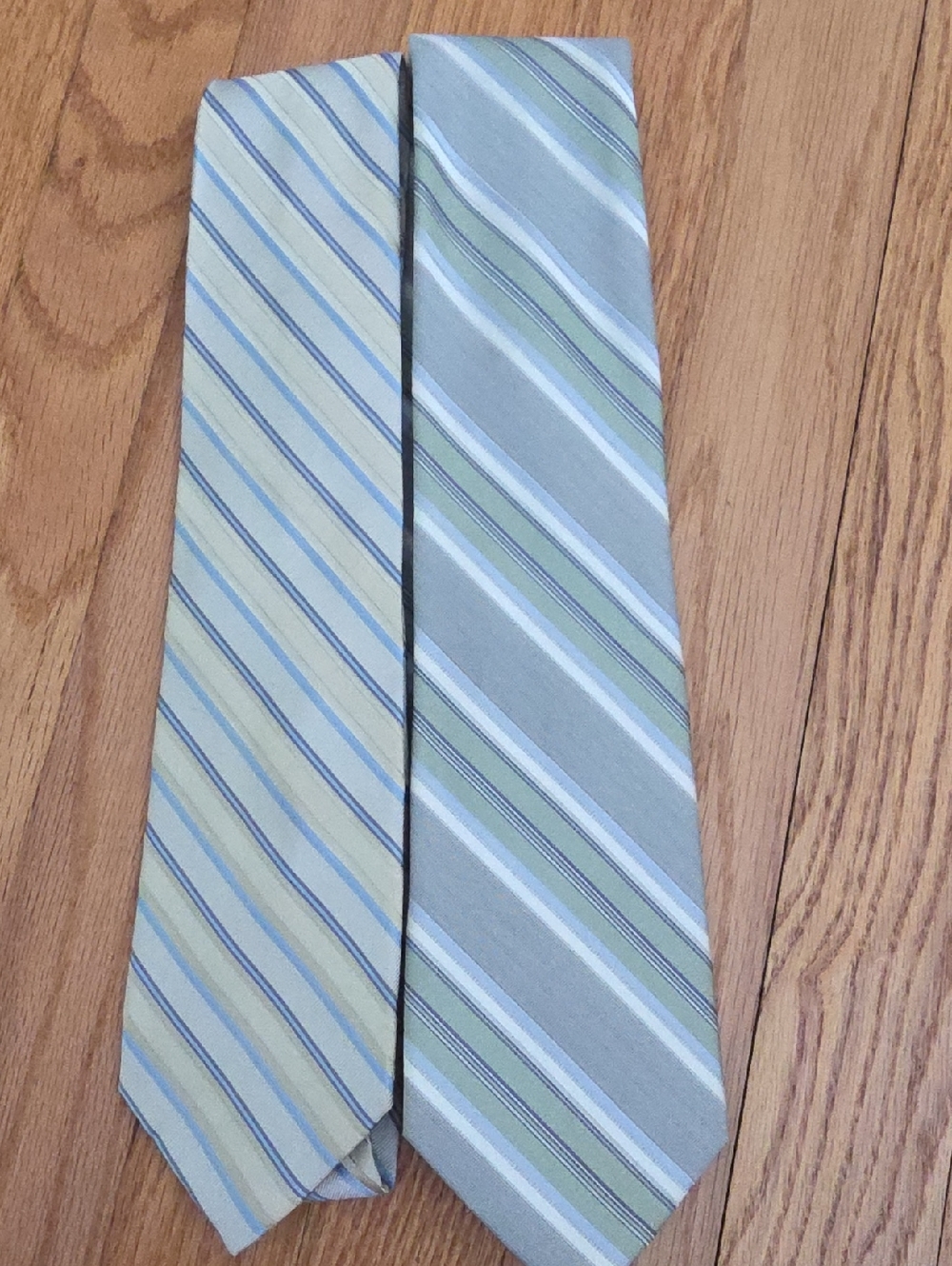 Calvin Klein Light Green and Pale Blue Striped Tie Duo